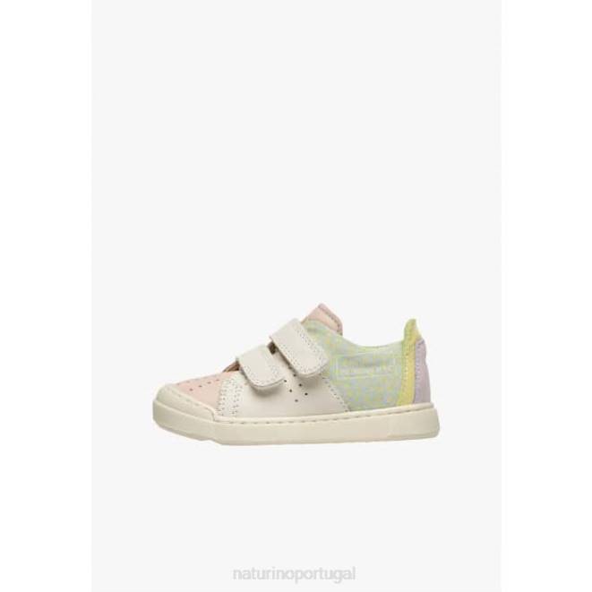 crianças Naturino rosa-creme trajano vl tênis de couro e camurça HTF8398