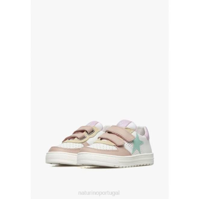 crianças Naturino rosa em pó branco hess vl. tênis de couro HTF8513