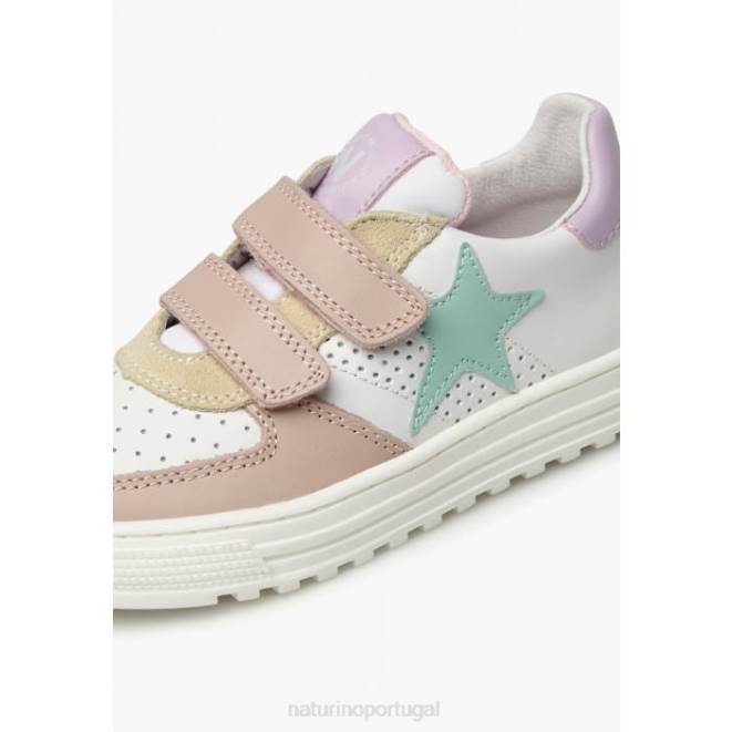 crianças Naturino rosa em pó branco hess vl. tênis de couro HTF8513