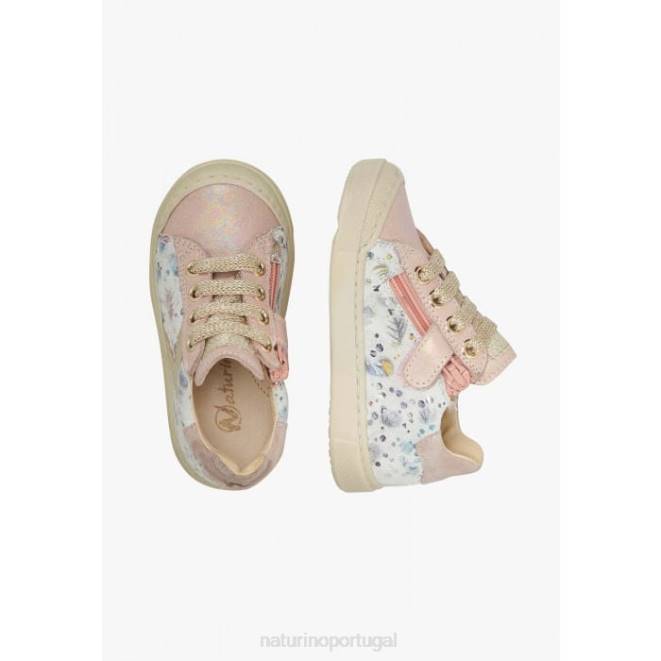 crianças Naturino rosa fecho de correr clarendon tênis de couro e camurça HTF8411