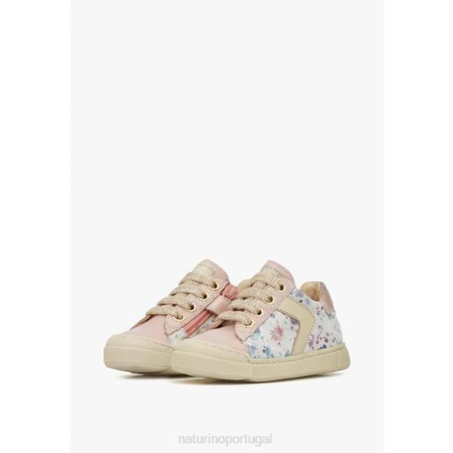 crianças Naturino rosa fecho de correr clarendon tênis de couro e camurça HTF8411