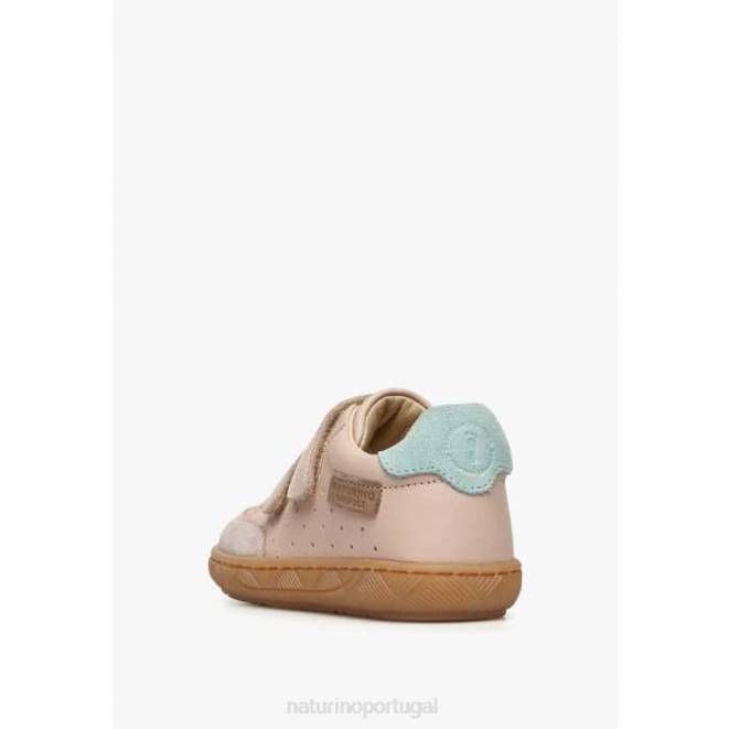 crianças Naturino rosa koalitos tênis em couro napa e camurça HTF8481