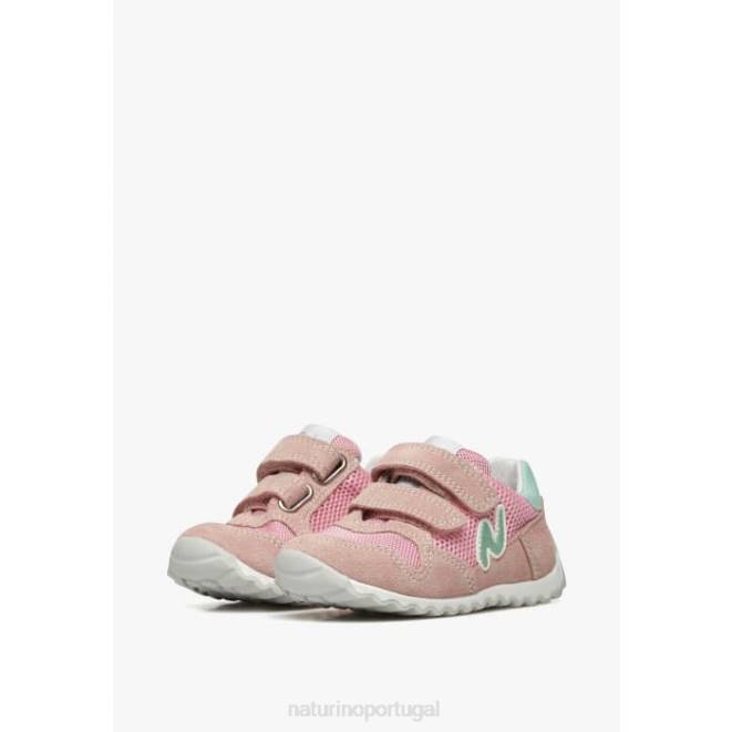 crianças Naturino rosa sammy 2 vl. tênis de couro e tecido HTF8428