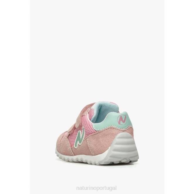 crianças Naturino rosa sammy 2 vl. tênis de couro e tecido HTF8428